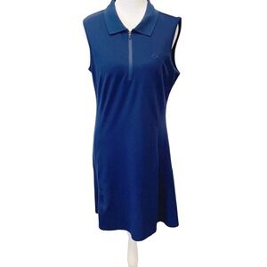 MoFiz Womens Navy Blue Sleeveless Polo Dress Quarter Zip Athletic Size Medium